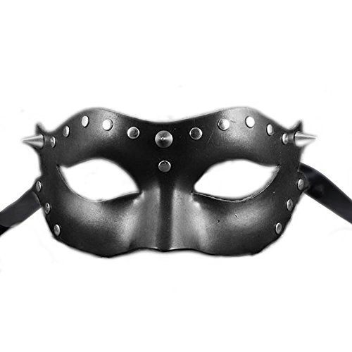 VIVO Masks Womens Black Leather Venetian Masquerade Mask