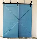 WINSOON Indoor Furniture Modern Steel Roller 16FT Double Bypass Sliding Barn Wood Doors Track Roller Hardware Hanging Closet Garment Set