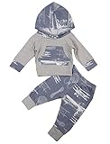 Cute Newborn Kids Baby Boy Girl Cotton Airplane Fire Balloon Pattern Hoodie Tops+Pants 2Pc Outfit Set (12-24 M, Blue)