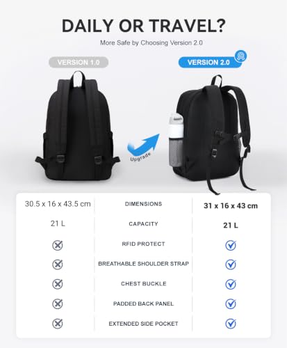 VASCHY School Backpack for Women, Unisex Bookbag Schoolbag Casual Daypack for High School/College/Teens/Travel/Work