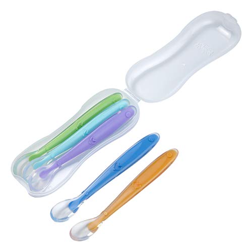 Silicone Baby Spoons BPA Free - Soft Tip First Stage Infant Spoons Gift Set of 5 with Convenient Travel Case - Thumbnail 5