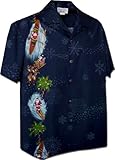 Pacific Legend Men's Santa and Snowflakes Christmas Hawaiian Shirt
