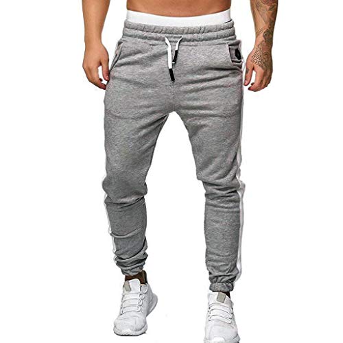 TIMEMEANS Casual Pants Mens Sport Sweatpants Long Trousers Tracksuit Fitness Joggers Pant Gray