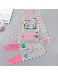 Fiream pijamas de manga larga de algodón con estampado de dibujos animados para niñas