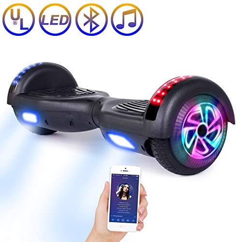 SISIGAD Hoverboard Bluetooth, Self Balancing Scooter 6.5 Self Balancing Hover Board with Bluetooth Speaker and LED Lights Hoverboards for Kids Adults UL 2272 Certified (3 Models Available)