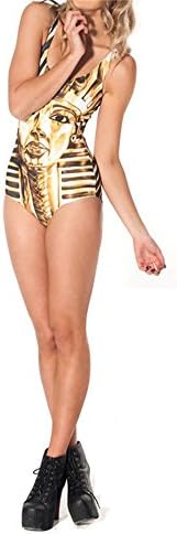 Amoluv Women King Tut Pattern Tight Stretch One Piece Swimsuit