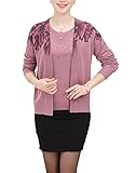 Ashlen Women's Autumn Winter Elegant Gem Decor Floral Sweater Cardigan Twin Set