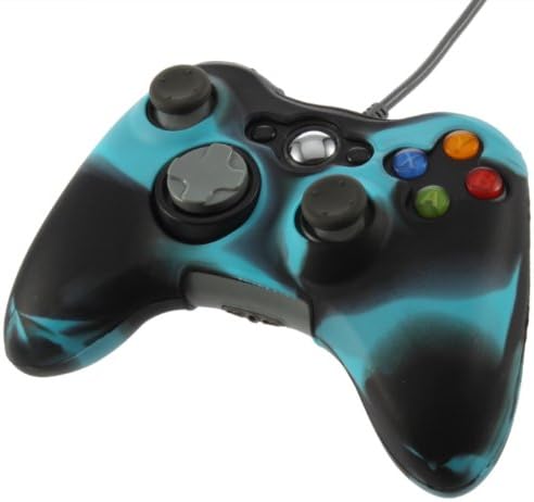YKS Anti-glare Silicone Skin Case Cover for Xbox 360 Controller(black+blue)