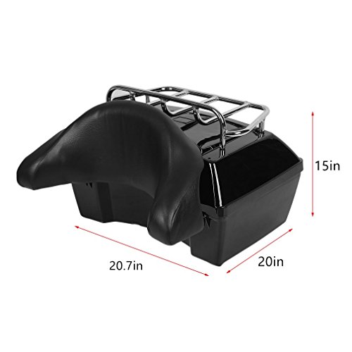 image for Graspwind Motorcycle Luggage Tour Trunk Tail Box with Top Rack Backres