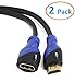 Aurum Ultra Series - 2 Pack High Speed HDMI Extension Cable Male - Female (3 Ft) with Ethernet - Supports 3D & Audio Return Channel [Latest Version] - 3 Feet - 2 Pack