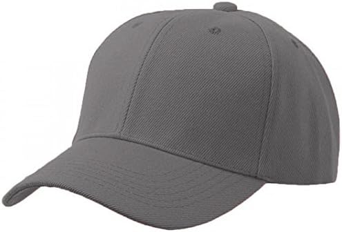 Men's Plain Baseball Cap Velcro Adjustable Curved Visor Hat - Light Grey