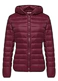 Wantdo Women's Hooded Packable Ultra Light Weight Down Coat Short Outwear(Wine Red,US X-Large)