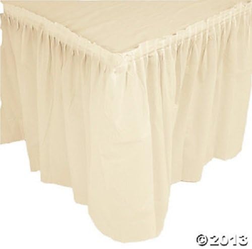 AYUTHAYA Plastic Table Skirt 29" x 14' Rectangular pleated table skirt Party Cream Color