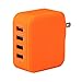 Lumsing Quick Charge 2.0 Multi-Port USB Wall Charger,4 Port Wall Charging Hub for Smartphones-Orange