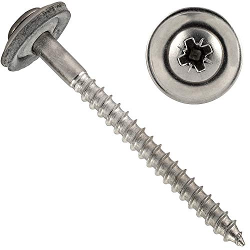 OPIOL QUALITY® Spenglerschrauben POZI"Z" 4,5x80 mm mit U-Scheibe 15mm aus Edelstahl A2 V2A (50 Stück) ähnl. DIN 7995 Pozidriv Dichtscheibe Holzschrauben Wellplattenschrauben