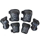 Children Knee Pads, Eruner Kid's Cycling Roller Skating Knee Elbow Wrist Protective Pads - Adjustable Size Suitable for Skateboard, Biking, Mini Bike Riding and Other Extreme Sports- Black