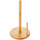 Wood Paper Towel Holder, Wooden Paper Towel Holder Countertop with Wooden Base, Kitchen Roll Holder Paper Towel Stand Countertop &amp; Roll Organizer for Table, Free-Standing Kitchen Roll Holder