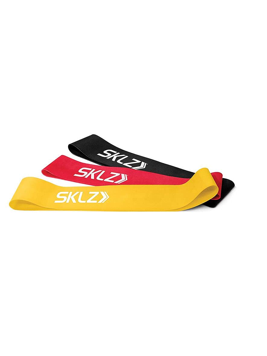 SKLZ Mini Bands 3-Pack, Versatile Resistance Training Tool for Strength and Stability, Ideal for Upper and Lower Body Workouts – Includes Light, Medium, Heavy Bands, Compact and Portable