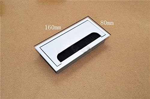 sweeTvT Desk Grommet,Aluminum Alloy Wire Finishing Box Computer Desk Surface Wire Finishing Hole Cover With Brush, 8 X 16Cm