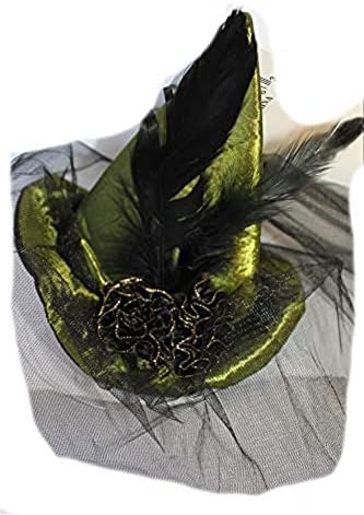 Mini Halloween Witch Hat With Veil 6" (Green)
