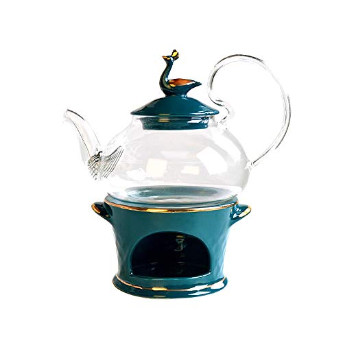 Ceramica in porcellana European Flower Tea Set con la candela Più caldo di vetro Teiera fioritura fogli staccabili Tea… - immagine 3