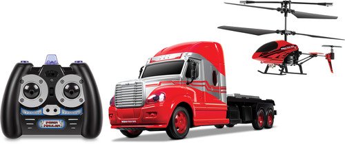 World Tech Toys 3.5CH Mega Hauler Helicopter and Truck Combo,Colors may vary