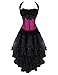 Burvogue Women's Gothic Steampunk Costume Vintage Multi Layered Chiffon Skirt Black XXXXXX-Large