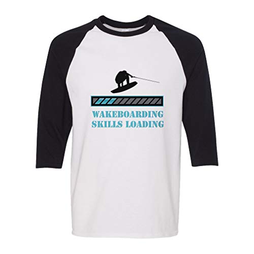 Wake-Boarding Skills Loading Cotton/Polyester 3/4 Sleeve Crewneck Boys-Girls Toddler Raglan T-Shirt American Apparel - White Black, 12 Months