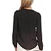 Amybria Women Blouses Fall V Neck Zipper Casual Shirts Chiffon Tops Black Size XL