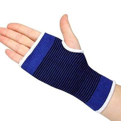 Telishop Palm Support Elastic Palm Wrist Glove Hand Grip Support Protector Brace Sleeve Support (Free Size, Blue) 2 Pic Set