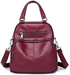 HDWY New PU leather solid color European and American style multi-function handbag simple fashion small shoulder bag ladies shopping, travel, street shooting (Color : Red)