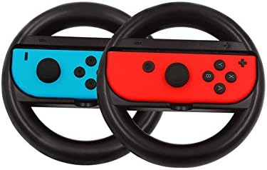 TekKamp Joy-Con Wheel for Nintendo Switch-Nintendo Switch Steering Wheel Grip Handle Controller for Nintendo Switch (Set of 2) (black+black)