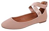 ANNA Dana-20 Women's Classic Ballerina Flats with Elastic Crossing Straps 7.5 Taupe