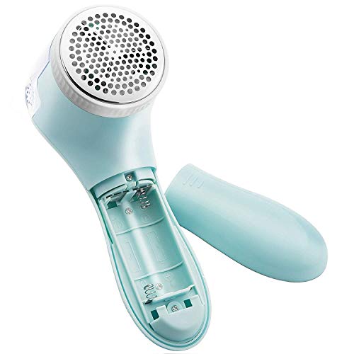 BoJia Lint Remover, Electric Clothes Sweater Fabric Shaver, Portable, Quickly and Effectively for Couch, Blanket, Curtain, Socks, Legging, Wool, Cashmere, Battery Operated, Sky Blue, Pack 4