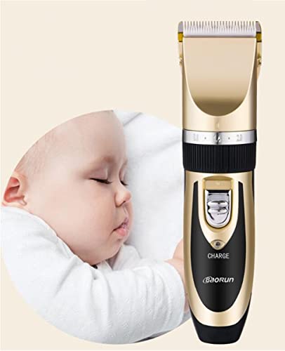 Super Quiet Cordless Battery Electric Hair Cutting Machine Rechargeable Hair Clipper Trimmer Home Barber Clippers Set (Gold)