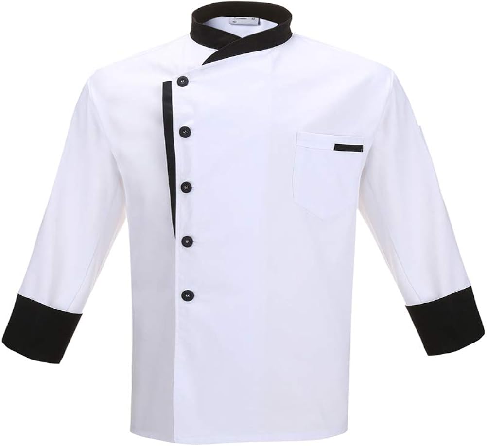 Nanxson Giacca Da Cuoco Uomo/Donna Manica Lunga - Leggera, Traspirante, Con Tasche E Bottoni Resina, Per Ristoranti