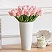 HoYuanFlo Artificial Tulips Single Stem PU Touched 10 Pcs Arrangement Bouquet with Glorious Moral for Home Office Wedding Parties (Pink)
