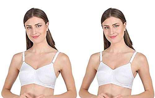 Wire Free Nursing Sleep Bra for Maternity/Breastfeeding Pack of 2 White (B, C, D)
