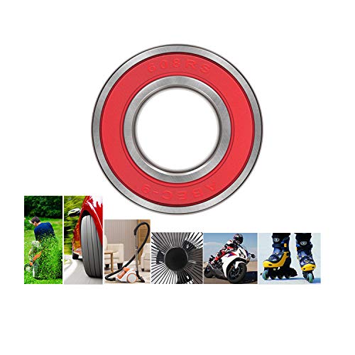 image for bonbo 10 Pcs 608-2RS(RS) Ball Bearings - Bearing Steel and Double Rubb