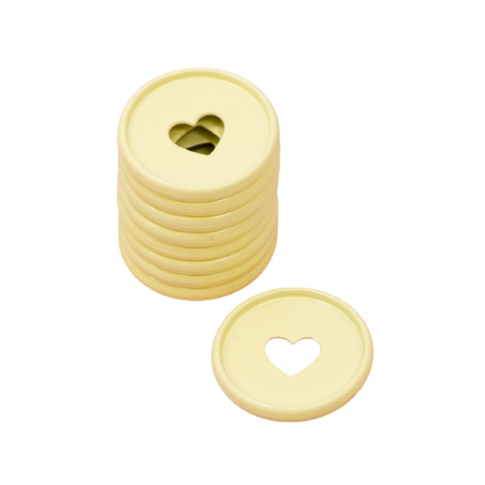 Craftelier - Metallic M Disc Rings with Heart Cut Out for Scrapbooking Binding and Other Crafts for Planners, Agendas, Notebooks or Albums | Pack of 9 pcs of 35 mm - Colour Pastel Yellow