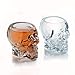 The Wine Savant Large Skull Face Decanter with 4 Skull Shot Glasses and Wooden Base - 25 Ounce Glass Decanter, 3 Ounce Shot Glasses, Dark, Novelty, Spill-proof Lid