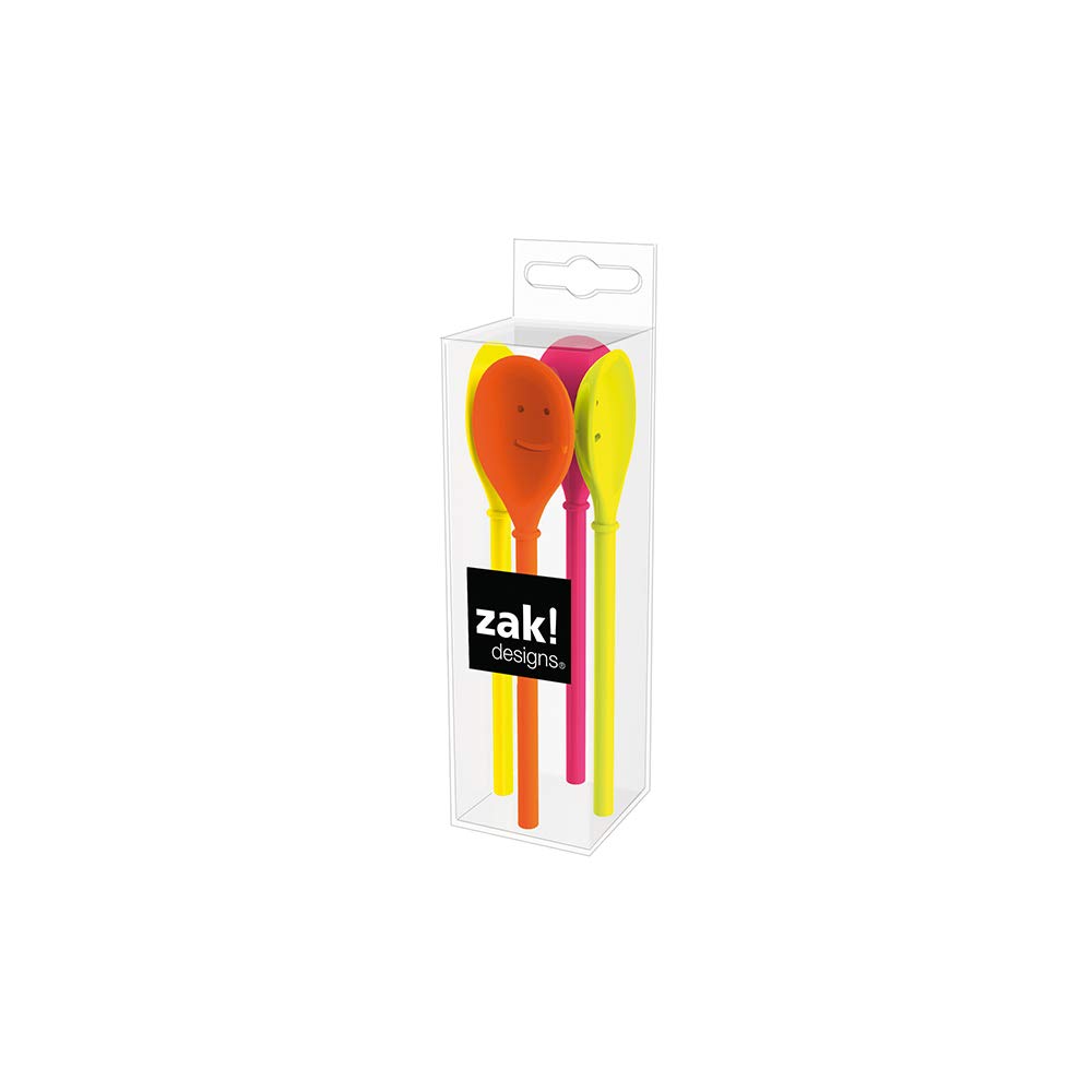 zakdesigns "Hot Pop - Happy Spoon, Multi-Colour, 14 cm, 4-Piece