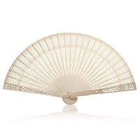 HUNGUPA Summer Vintage Folding Bamboo Wooden Carved Hand Fan Wedding Bridal Party Andrew Hand Party Wedding Artificial Dried Flowers Wreath Door Bamboo Flower Perly Decoratio