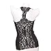 Vktech Woman Sexy Crochet Back Carved Flowers Vest Camisole Lace Tank Top (Black)