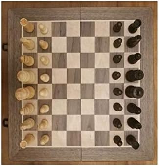 チェスセット木製折りたたみボード 子供と大人のための収納スロット付きポータブルトラベルボードゲーム