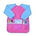 NEWCOMDIGI Children's Art Smock Long Sleeve Painting Apron Waterproof Painting Apron with 3 Roomy Pockets for Age 2-6(Pink and Blue)