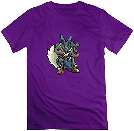 Custom Off-the-record Pokemon Lucario Printed Tee In Purple Men Cotton Small