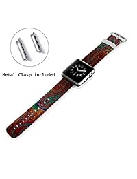 Apple Watch Band + Adaptador 42 mm Acero Inoxidable Plata Metal correa de recambio (Wrist Band para iPhone Watch 42 mm (100  Piel Retro Paisley Pattern)