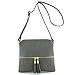 DELUXITY Lightweight Medium Crossbody Bag with Tassel (Grey)