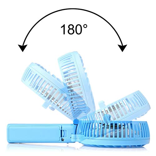Dacawin Mini Portable Hand-held Desk Fan Cooler Cooling USB Rechargeable Air Conditioner (Blue)